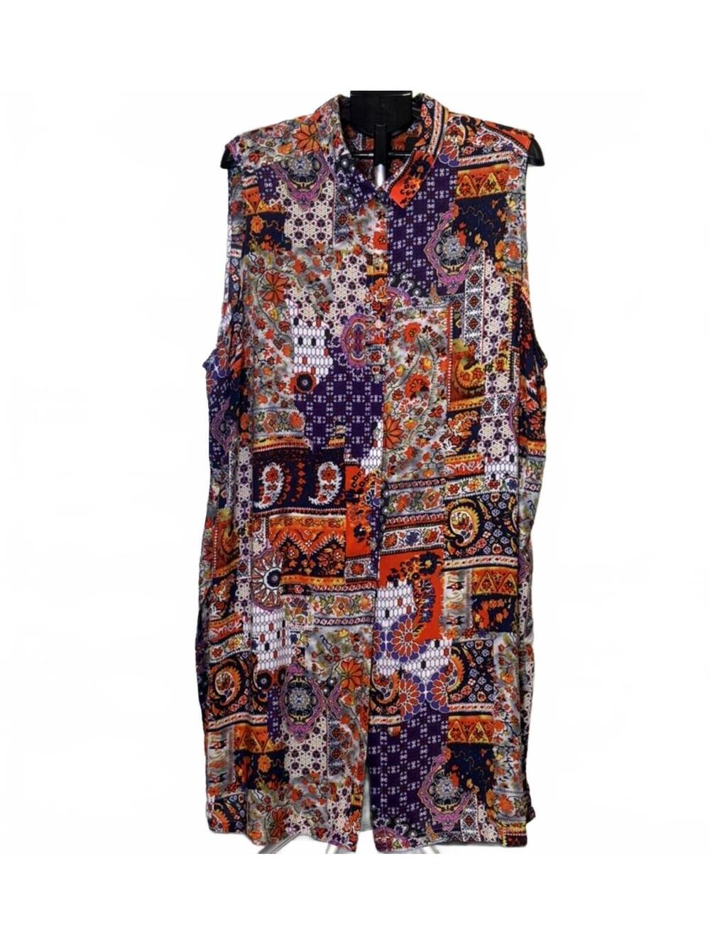 CHEALSEA & THEODORE 3X SLEEVELESS TUNIC MIDI RAYON BOHO PAISLEY MULTICOLOR NWOT